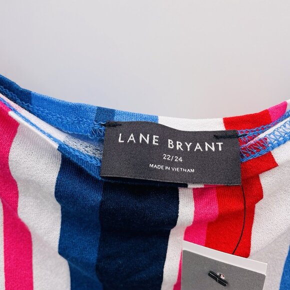 Lane Bryant Womens Plus Size 22/24 Swing Striped Square-Neck Peplum Tank Top 222 - Picture 6 of 10